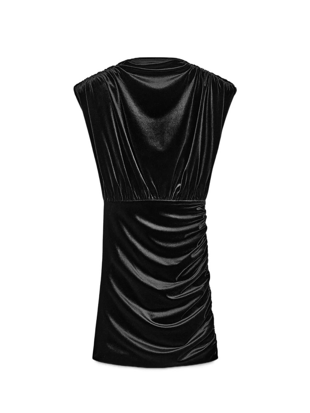 Zara Black Velvet Ruched Mini Dress